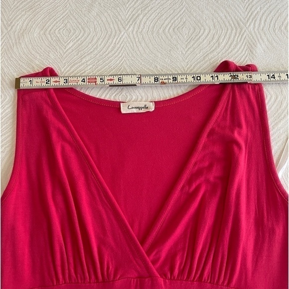 Loveappella Women's Red Rayon V-Neck 
Sleeveless Casual Long Maxi Dress Size PM - Picture 6 of 14